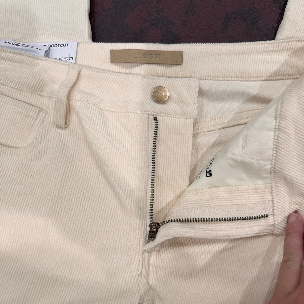 Joes Jeans Frankie Bootcut Corduroy Pants Cream Milk Mid Rise Side Slit Size 26 - Picture 9 of 9